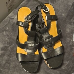 Black and Tan Casual Sandals with Adjustable Straps